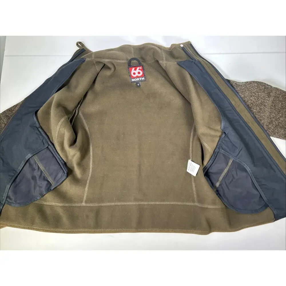 66 North Iceland Full Zip Gola Jacket Women’s M Wool Blend Brown Mock Neck - Picture 7 of 9